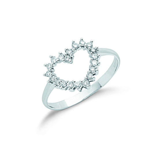 9ct White Gold 0.25ct Diamond Heart Ring - FJewellery