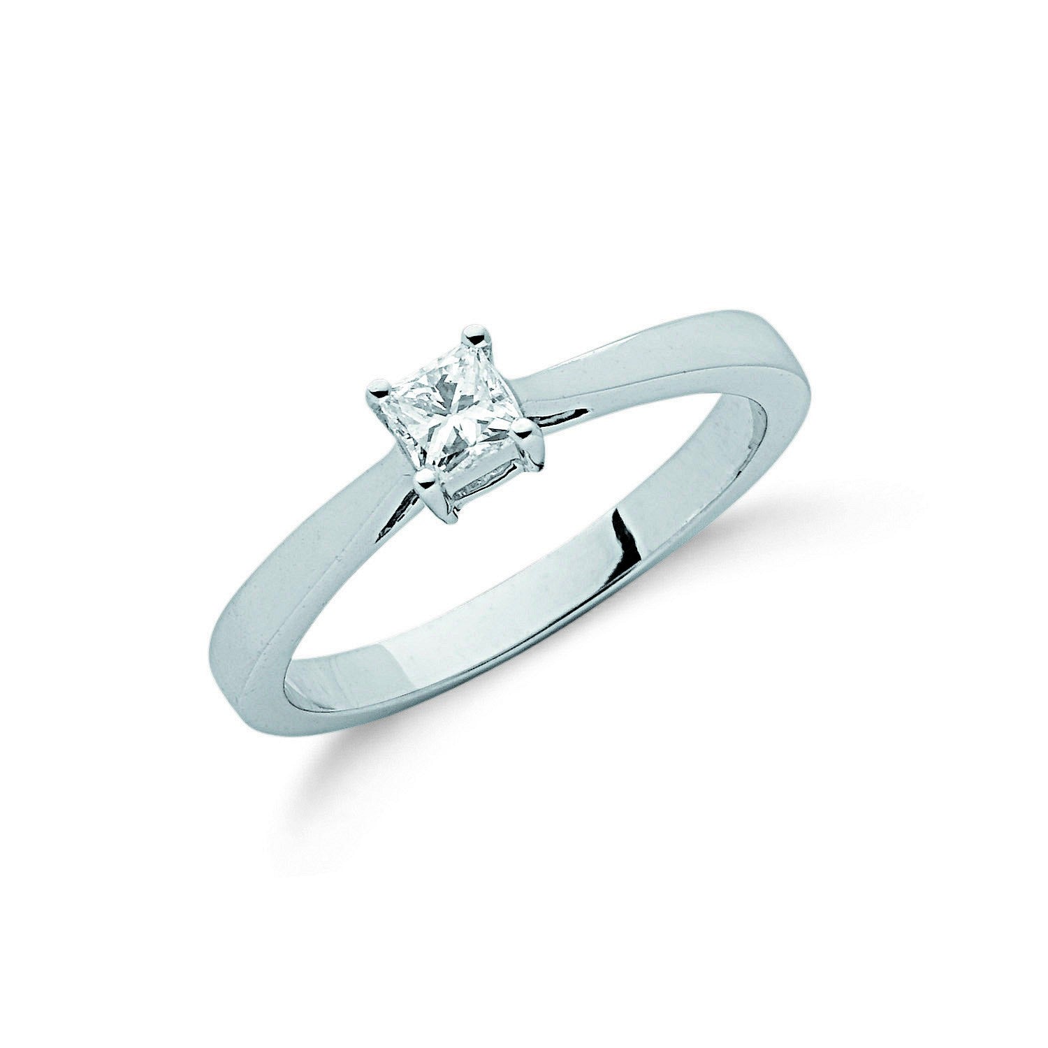 9ct White Gold 0.25ct Princess Cut Diamond Engagement Ring - FJewellery