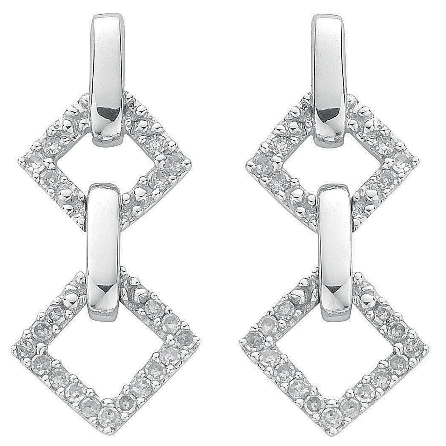 9ct White Gold 0.26ct Diamond Drop Earrings - FJewellery