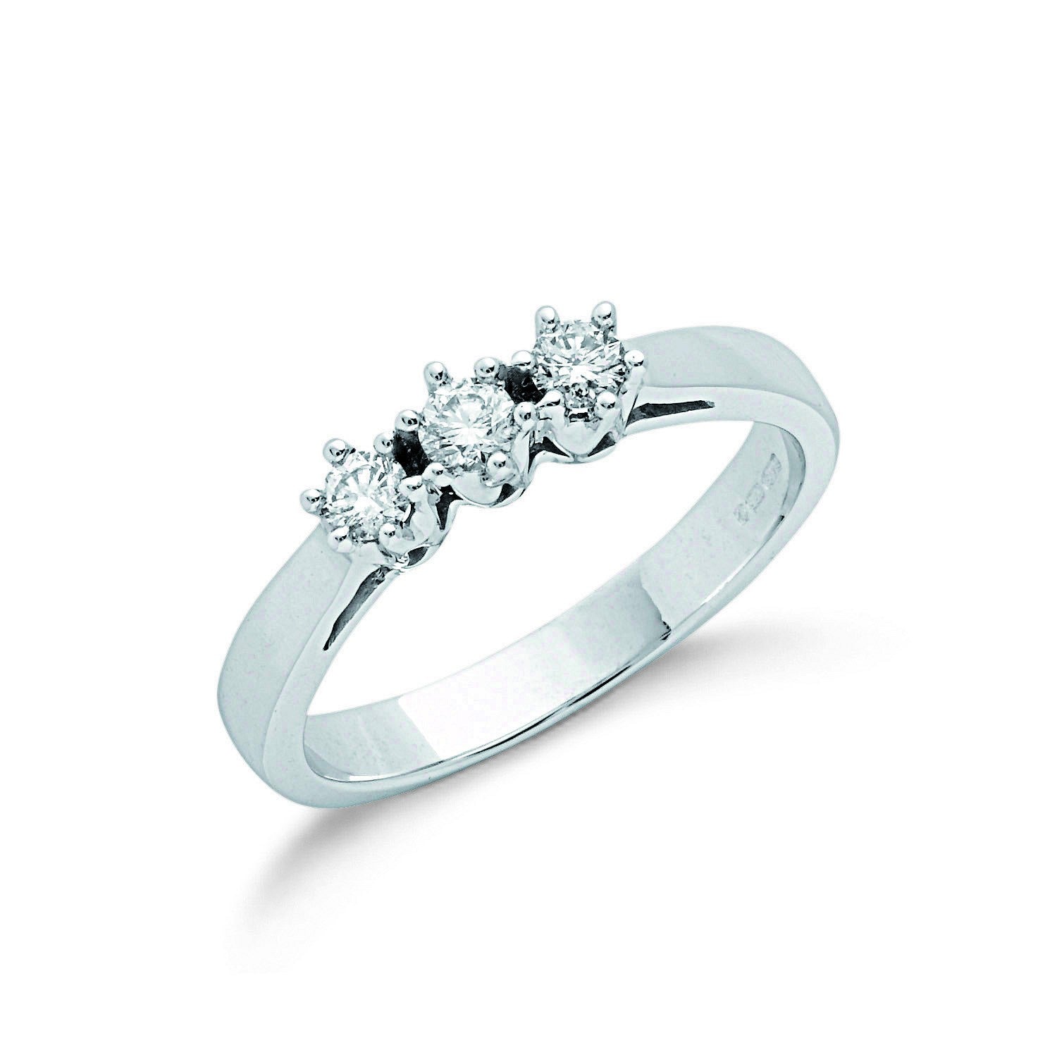 9ct White Gold 0.30ct Diamond Trilogy Ring - FJewellery