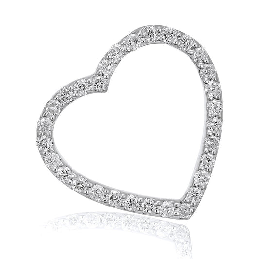 9ct White Gold 0.32ct Diamond Heart Pendant - FJewellery