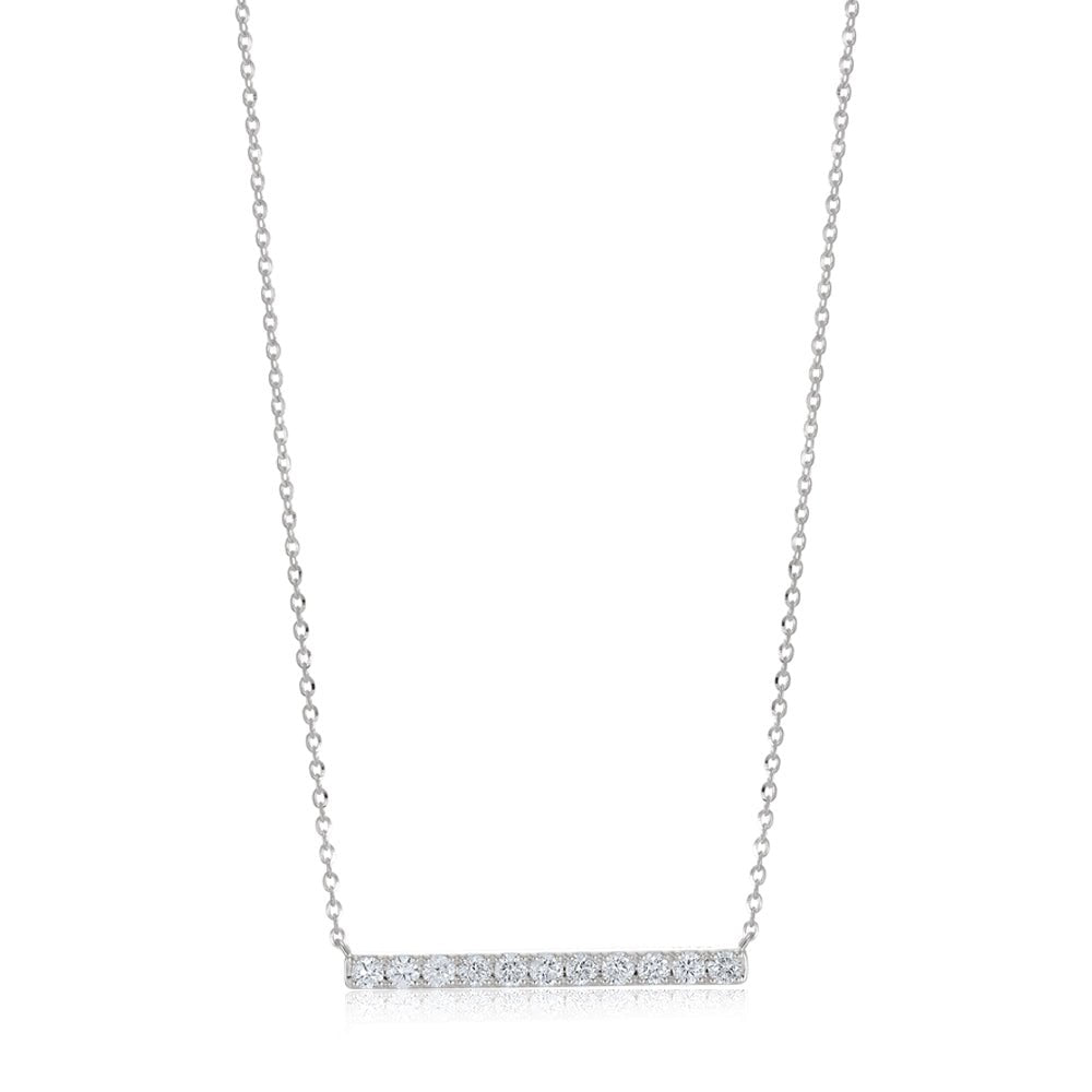 9ct White Gold 0.33ct Diamond Bar Necklace - FJewellery