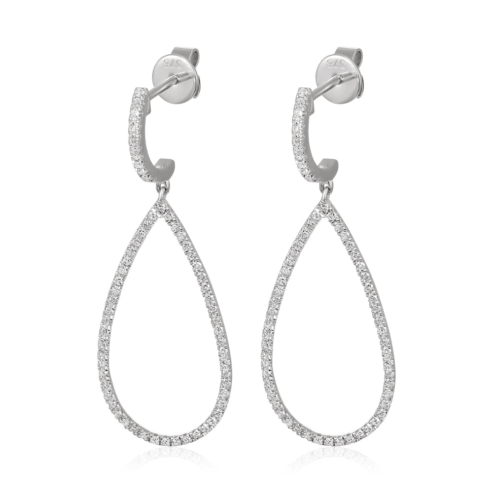 9ct White Gold 0.35ct Diamond Drop Earrings - FJewellery
