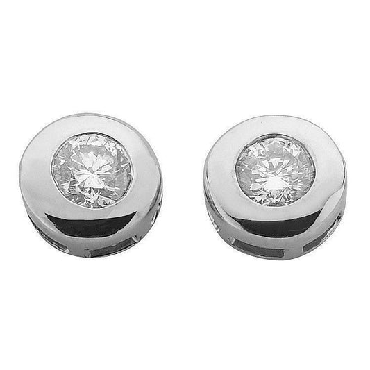 9ct White Gold 0.40ct Rubover Set Diamond Stud Earrings - FJewellery
