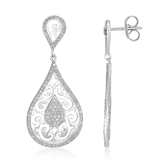9ct White Gold 0.50ct Dia Drop Earrings - FJewellery