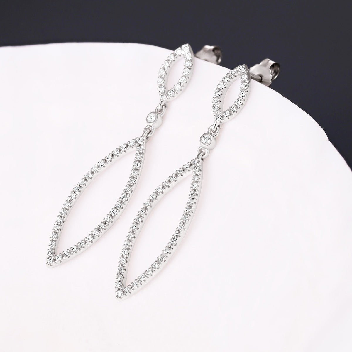 9ct White Gold 0.50ct Diamond Drop Earrings - FJewellery