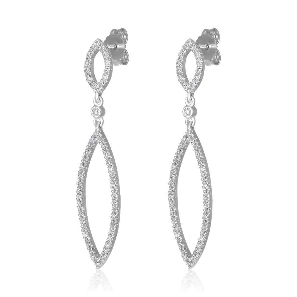 9ct White Gold 0.50ct Diamond Drop Earrings - FJewellery