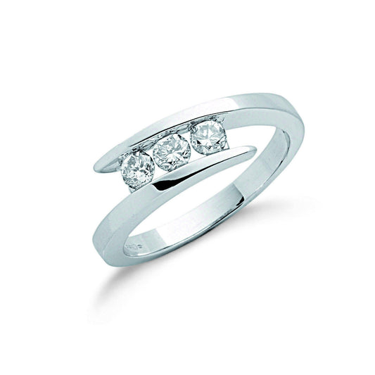 9ct White Gold 0.50ct Diamond Fancy Trilogy Ring - FJewellery