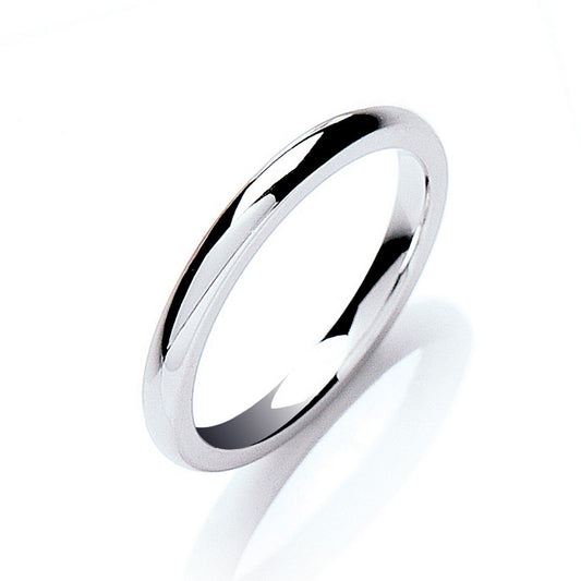 9ct White Gold 2mm Court Shape Wedding Band - FJewellery