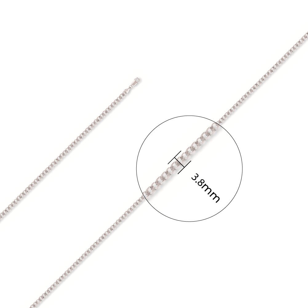 9ct White Gold 3.8mm Curb Chain - FJewellery
