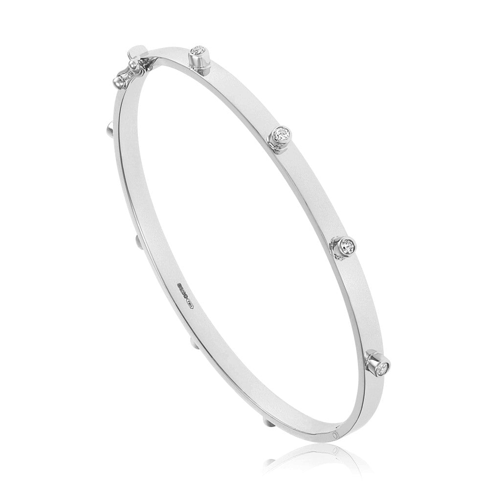 9ct White Gold 4.0mm Cubic zirconia Set Bangle - FJewellery