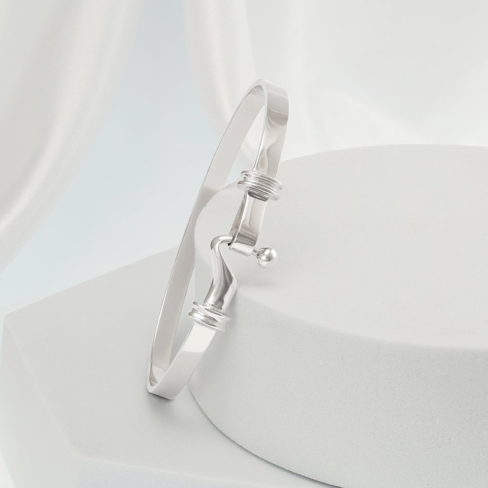 9ct White Gold 4.3mm Bangle - FJewellery