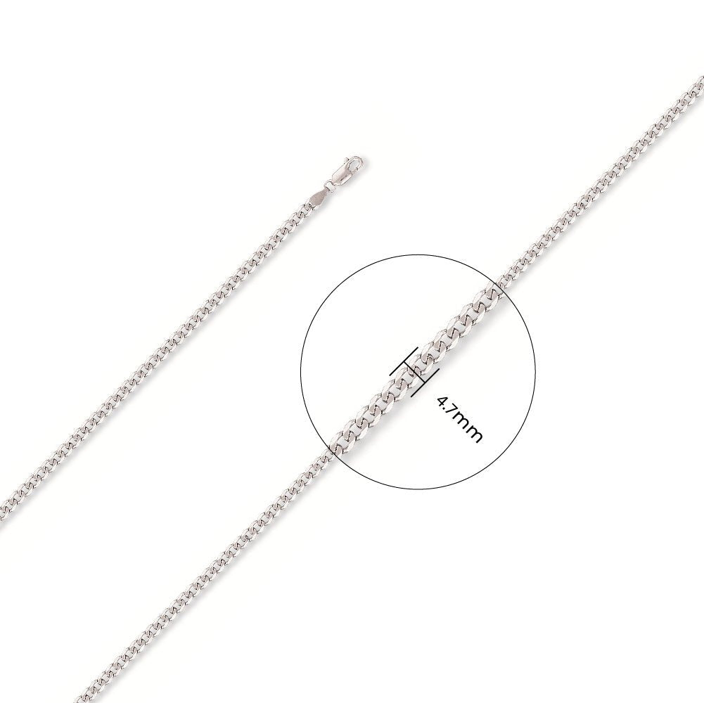 9ct White Gold 5mm Curb Chain - FJewellery