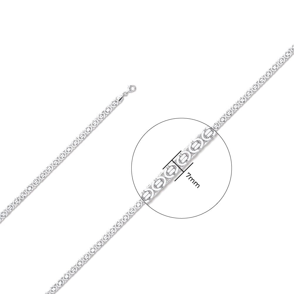9ct White Gold 7.5mm Byzantine Chain - FJewellery
