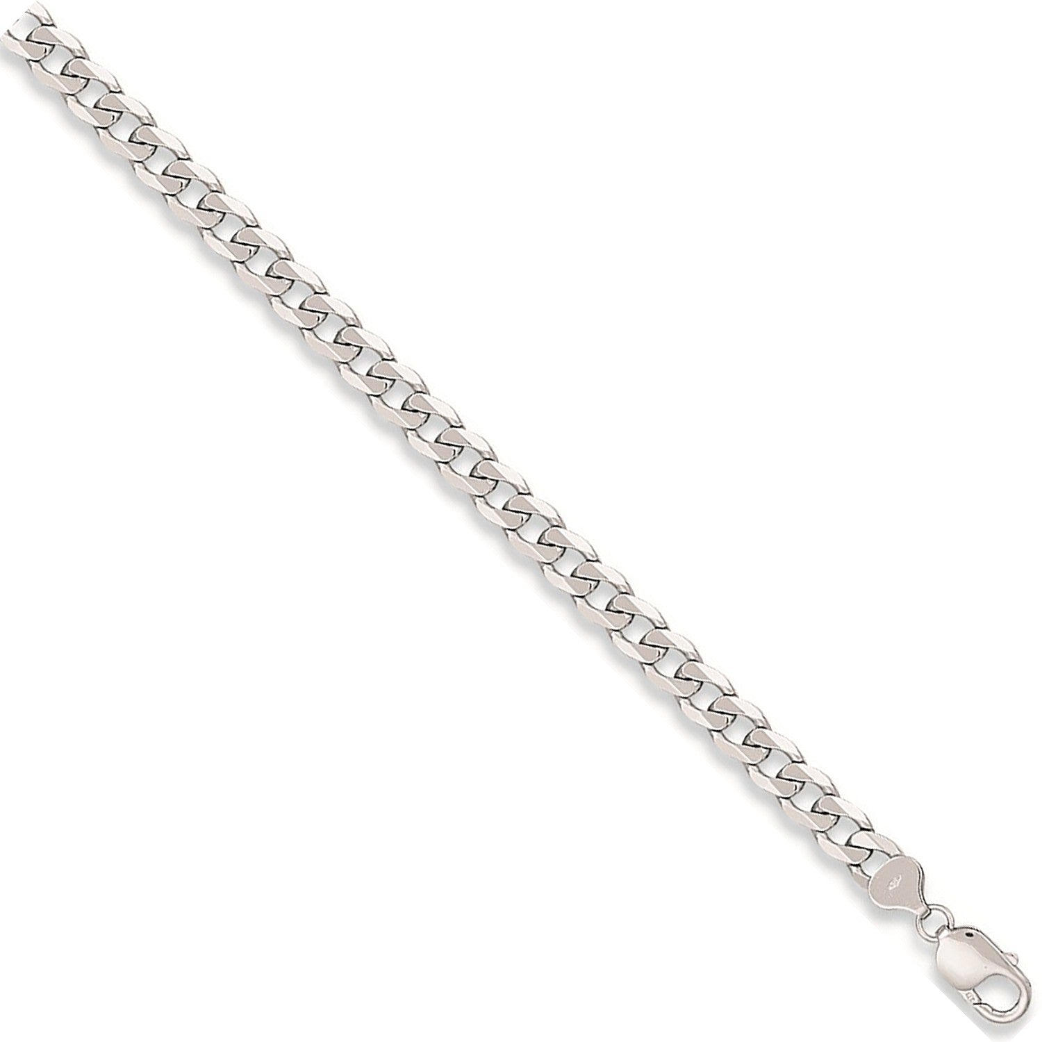 9ct White Gold 8mm Curb Chain - FJewellery