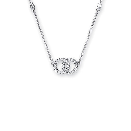 9ct White Gold and 0.15ct Diamond Necklace - FJewellery