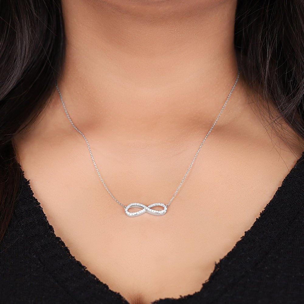 9ct white gold and diamond infinity necklace - FJewellery