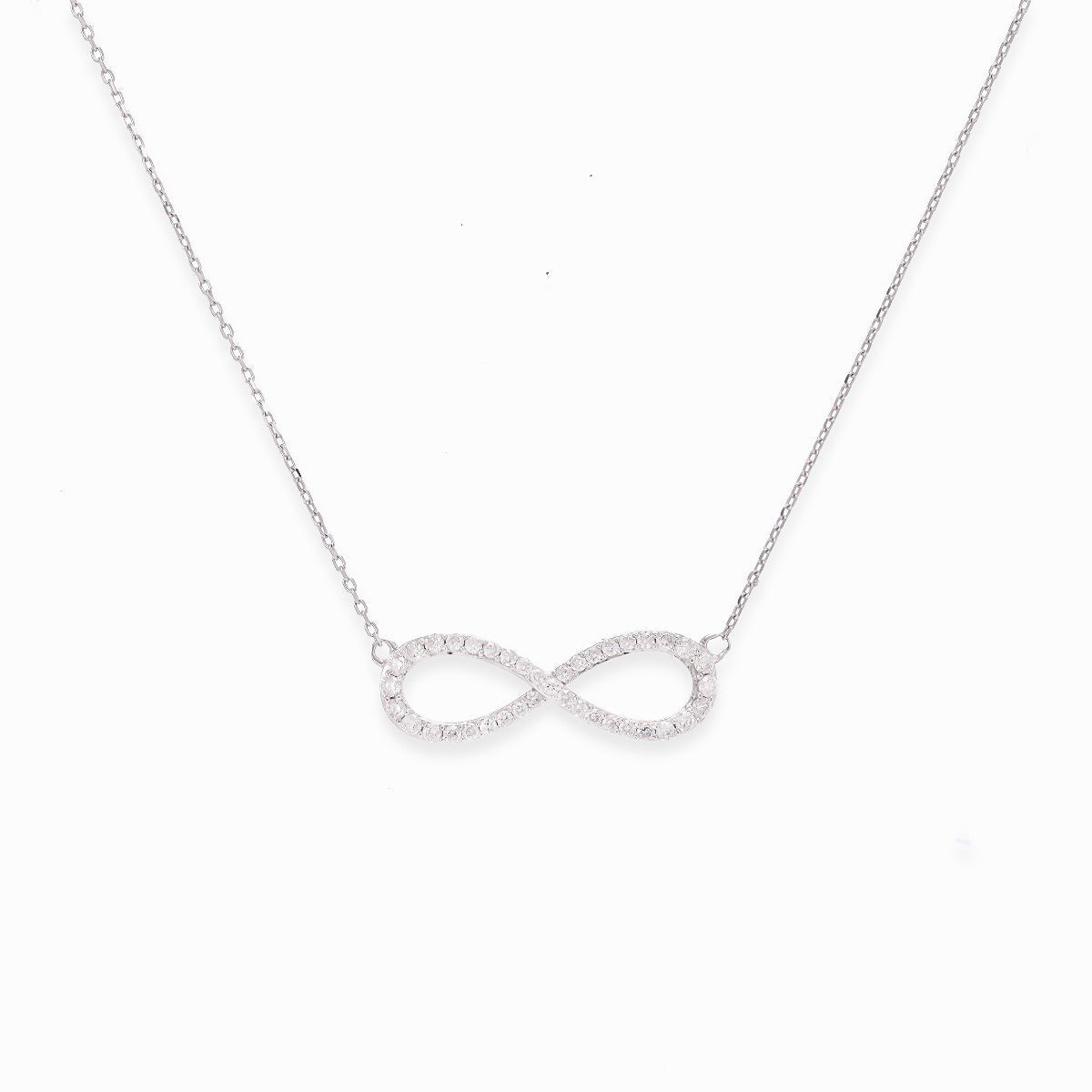 9ct white gold and diamond infinity necklace - FJewellery