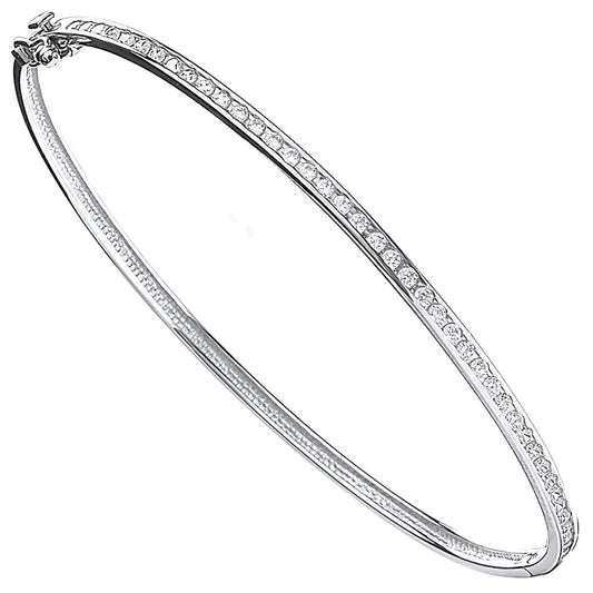 9ct White Gold Bangle 2.4mm - FJewellery