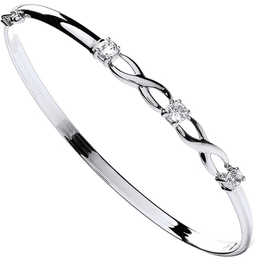 9ct White Gold Bangle 3.7mm - FJewellery