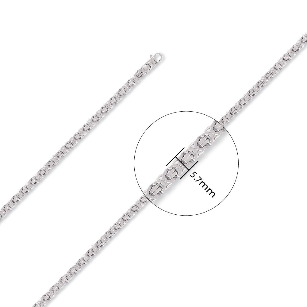 9ct White Gold Byzantine Chain 6mm - FJewellery