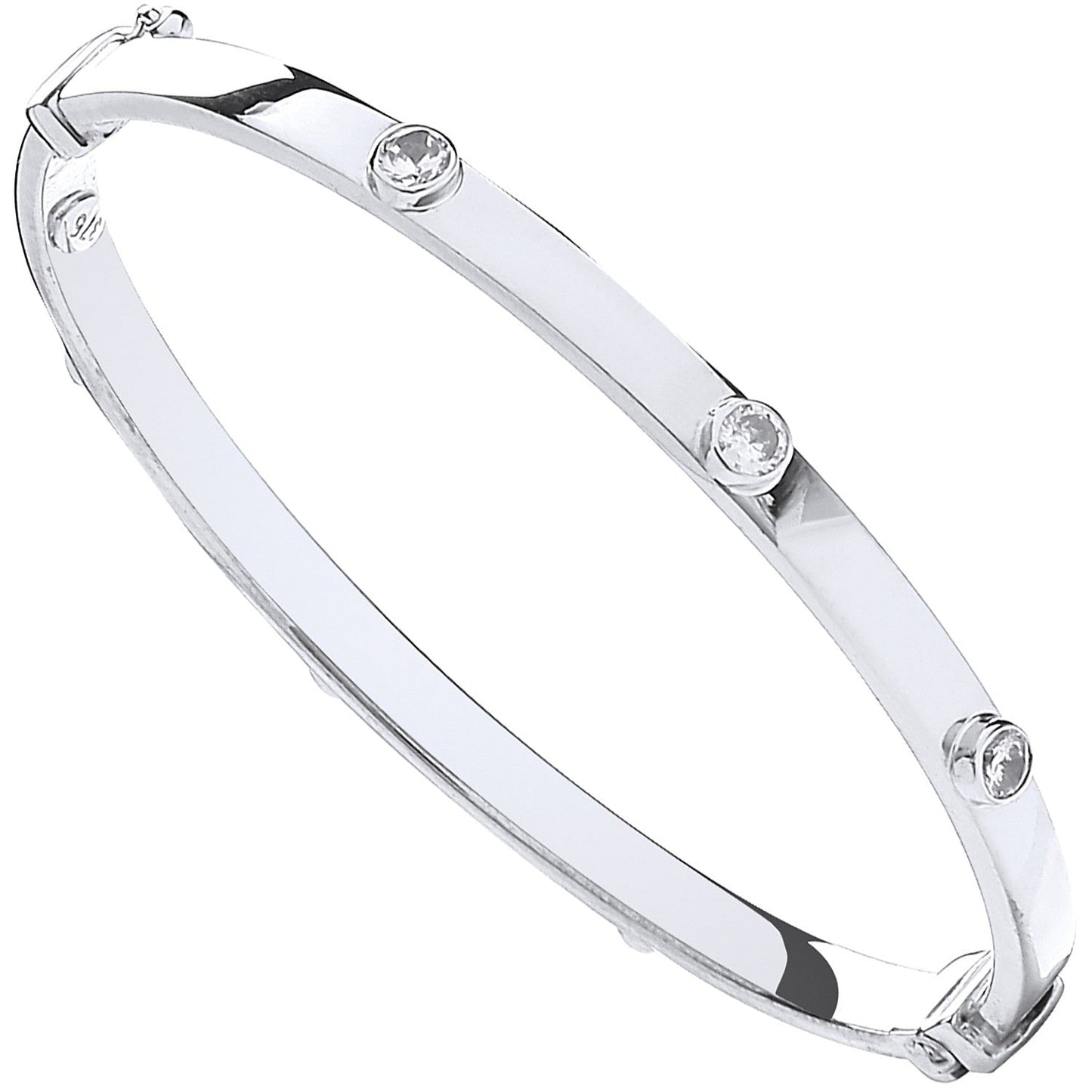 9ct White Gold Child's Bangle 4.0mm - FJewellery