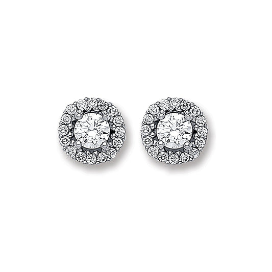 9ct White Gold Cz Cluster Studs 7.5mm - FJewellery