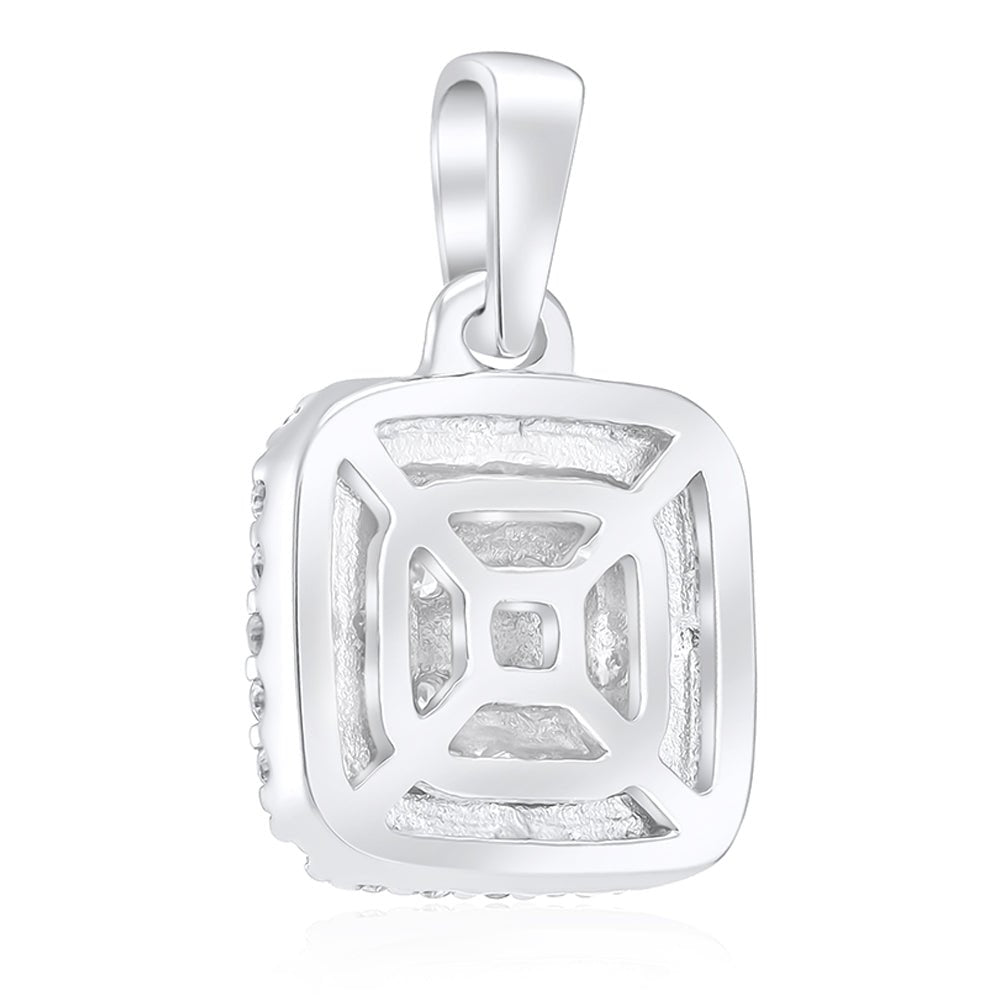 9ct White Gold Diamond Cut Bezel Square 0.25ctw Diamond Pendant - FJewellery