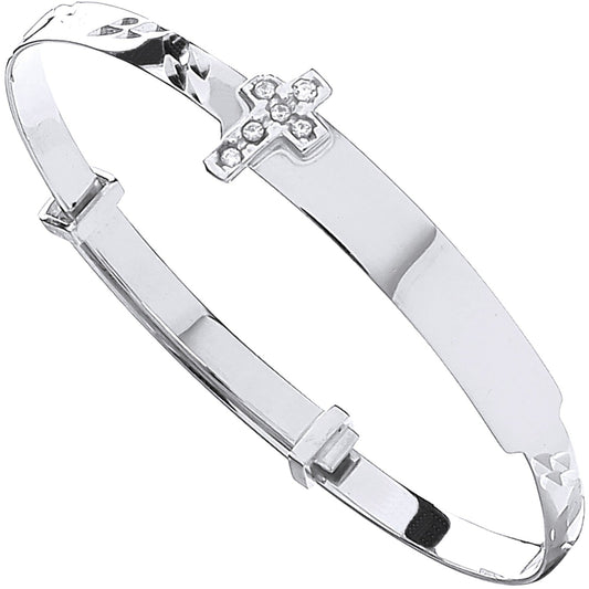 9ct White Gold Expandable Bangle - FJewellery