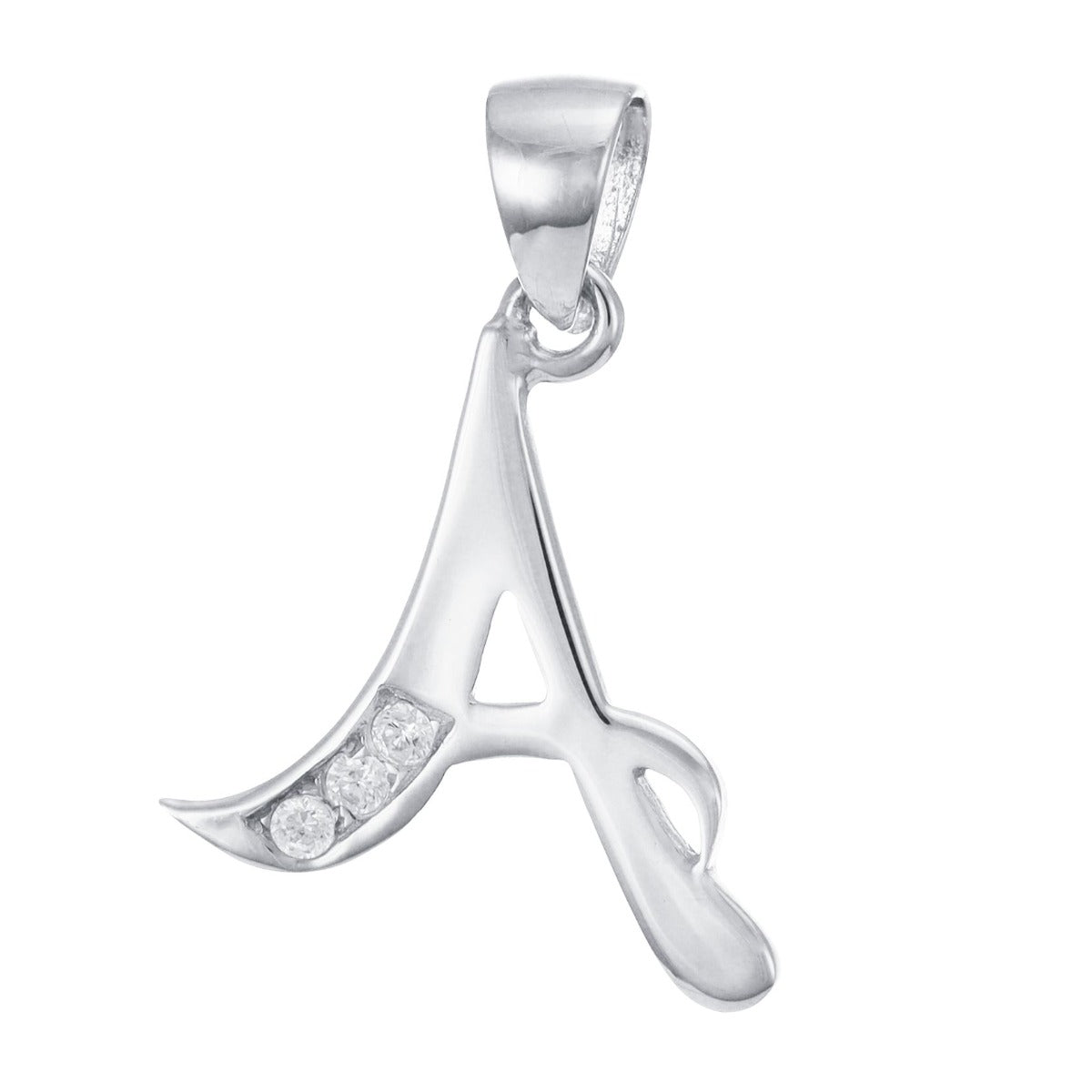 9ct White Gold Initial Pendant Letter A - 24mm - FJewellery