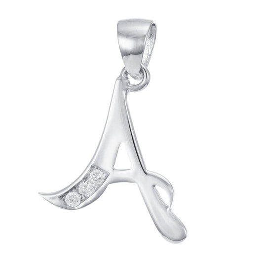 9ct White Gold Initial Pendant Letter A - 24mm - FJewellery