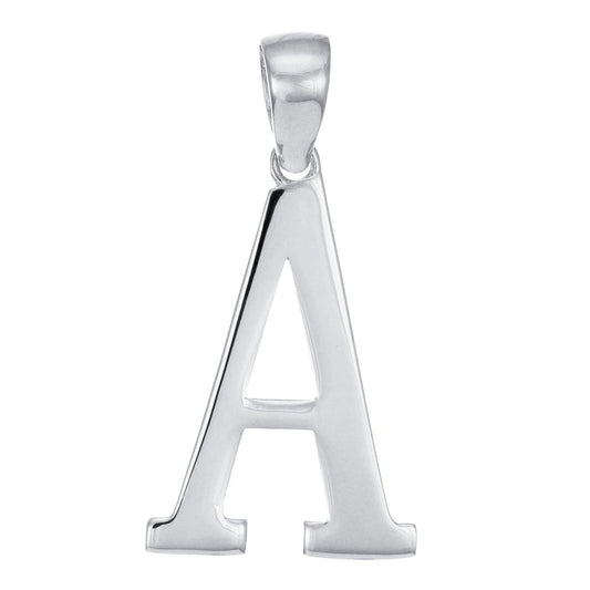 9ct White Gold Initial Pendant Letter A - 32mm - FJewellery