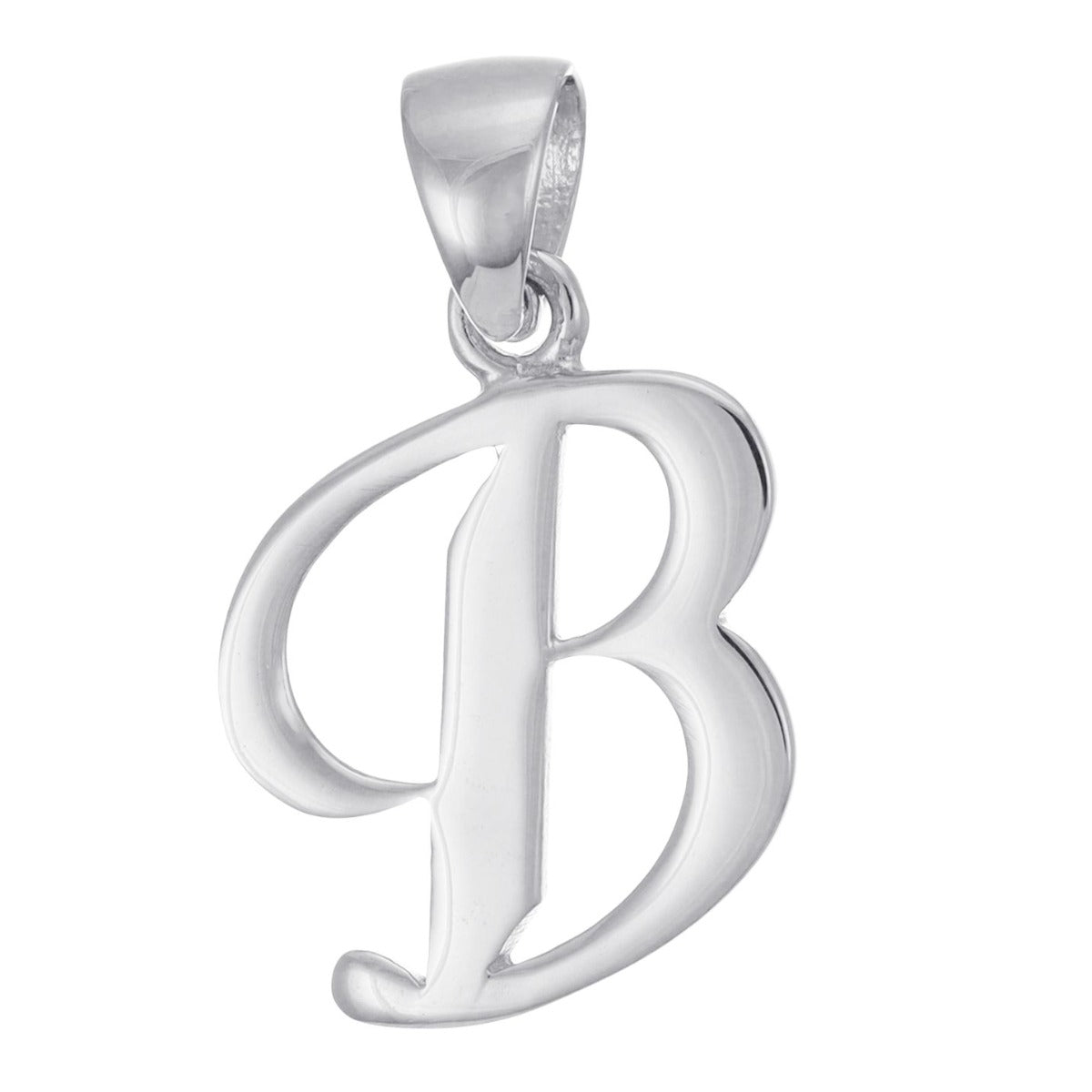 9ct White Gold Initial Pendant Letter B - 24mm - FJewellery