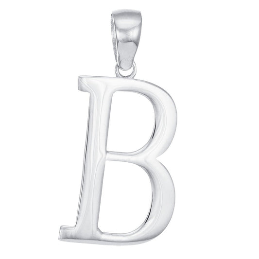 9ct White Gold Initial Pendant Letter B - 32mm - FJewellery