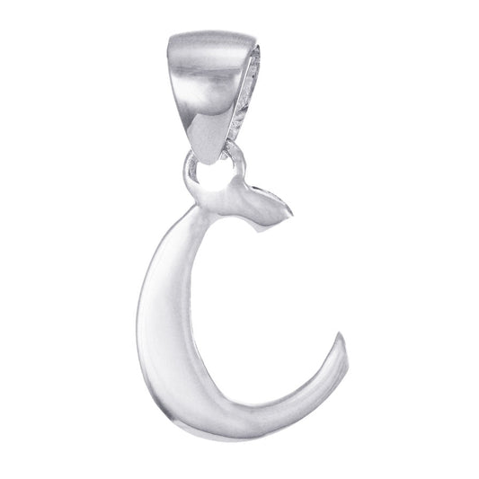 9ct White Gold Initial Pendant Letter C - 16mm - FJewellery
