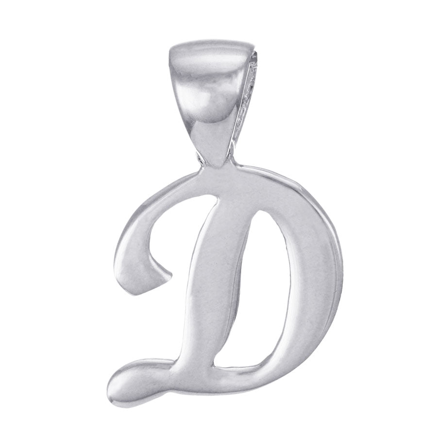 9ct White Gold Initial Pendant Letter D - 18mm - FJewellery