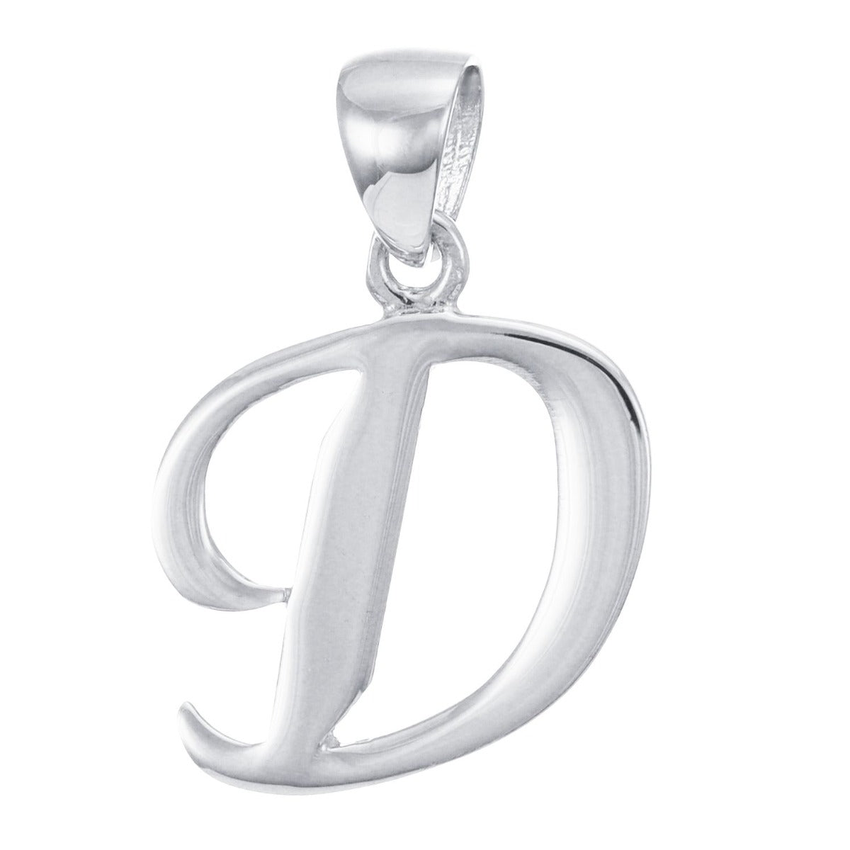9ct White Gold Initial Pendant Letter D - 24mm - FJewellery