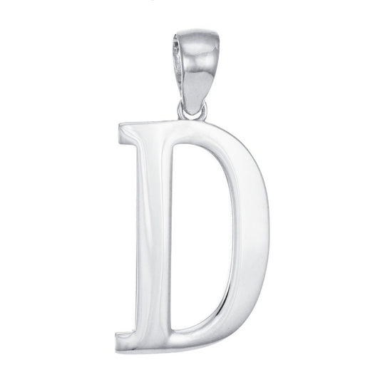 9ct White Gold Initial Pendant Letter D - 32mm - FJewellery