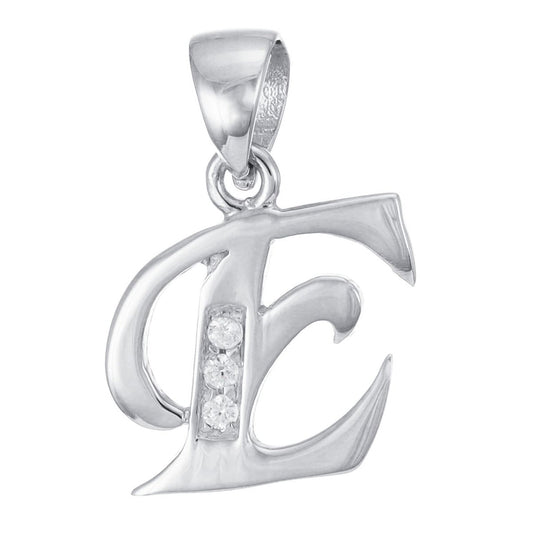 9ct White Gold Initial Pendant Letter E - 21mm - FJewellery