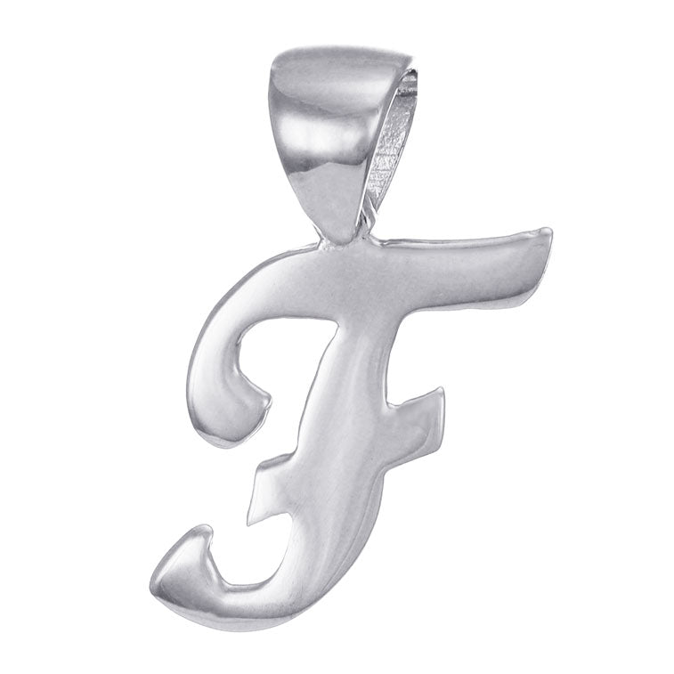 9ct White Gold Initial Pendant Letter F - 18mm - FJewellery