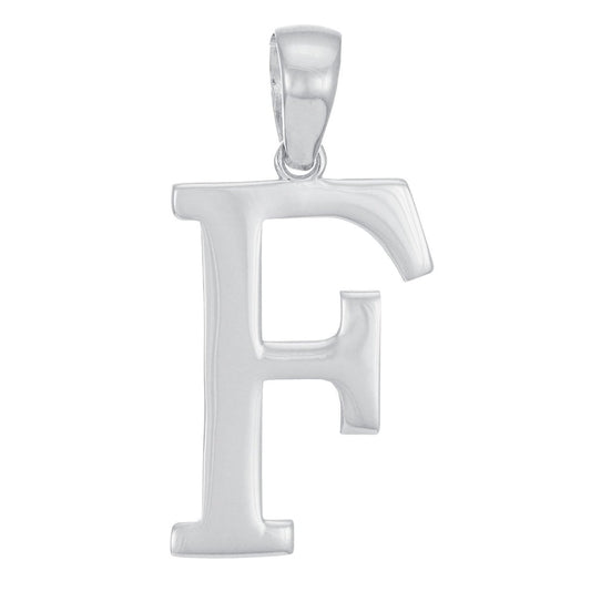 9ct White Gold Initial Pendant Letter F - 33mm - FJewellery