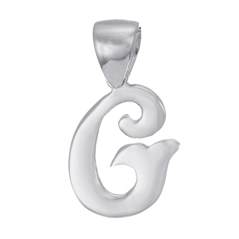 9ct White Gold Initial Pendant Letter G - 17mm - FJewellery