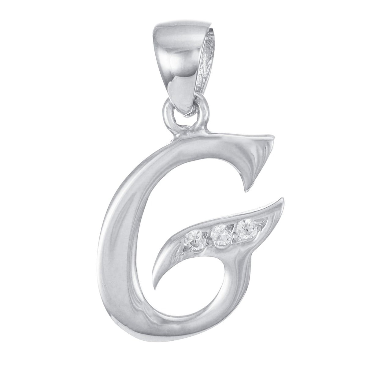 9ct White Gold Initial Pendant Letter G - 23mm - FJewellery