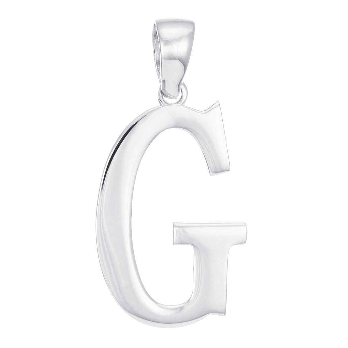 9ct White Gold Initial Pendant Letter G - 33mm - FJewellery