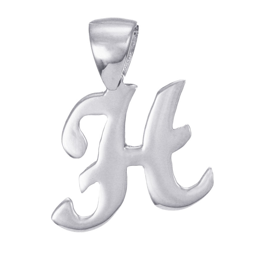 9ct White Gold Initial Pendant Letter H - 18mm - FJewellery