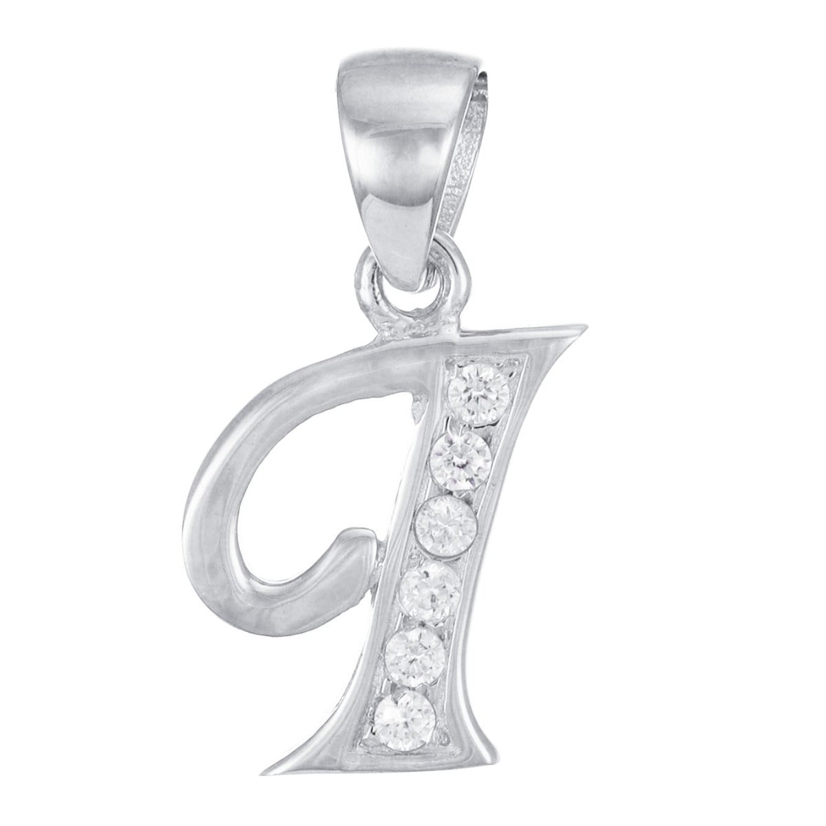 9ct White Gold Initial Pendant Letter I - 21mm - FJewellery
