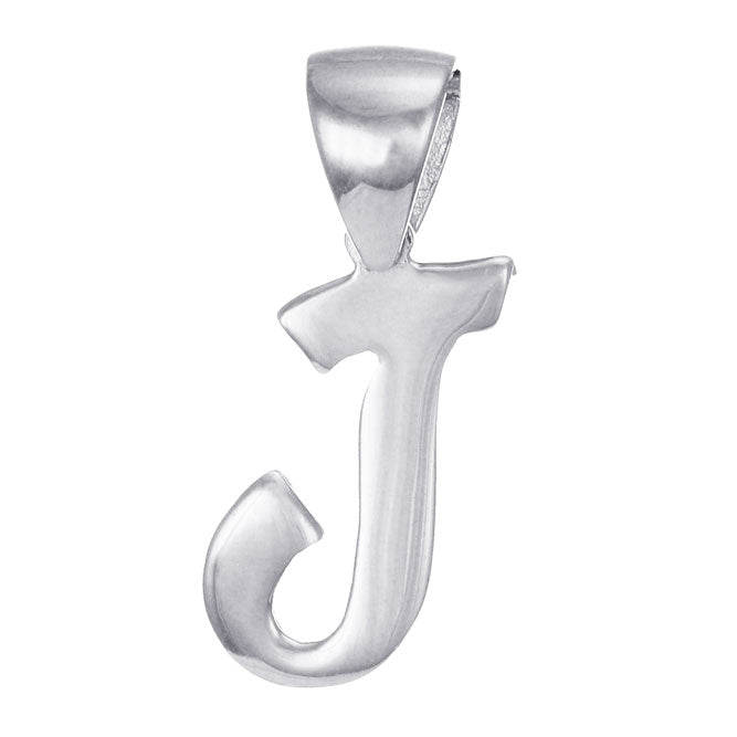 9ct White Gold Initial Pendant Letter J - 17mm - FJewellery