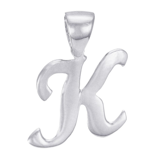 9ct White Gold Initial Pendant Letter K - 17mm - FJewellery