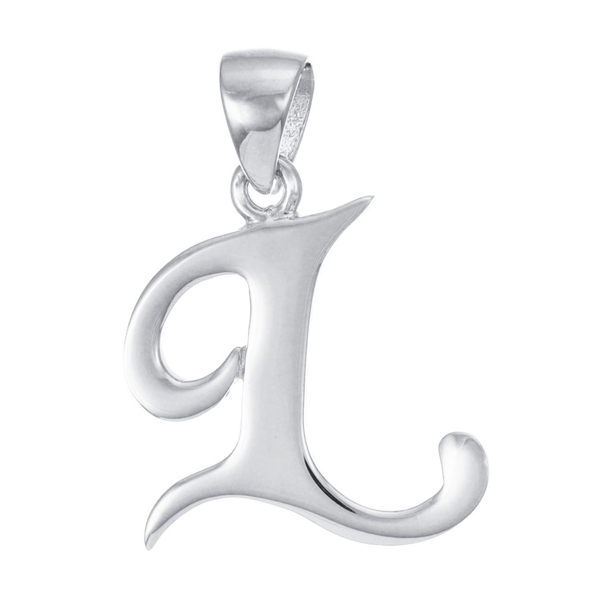 9ct White Gold Initial Pendant Letter L - 24mm - FJewellery