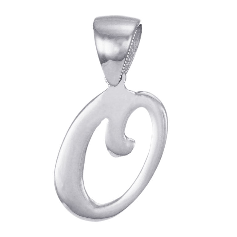 9ct White Gold Initial Pendant Letter O - 18mm - FJewellery